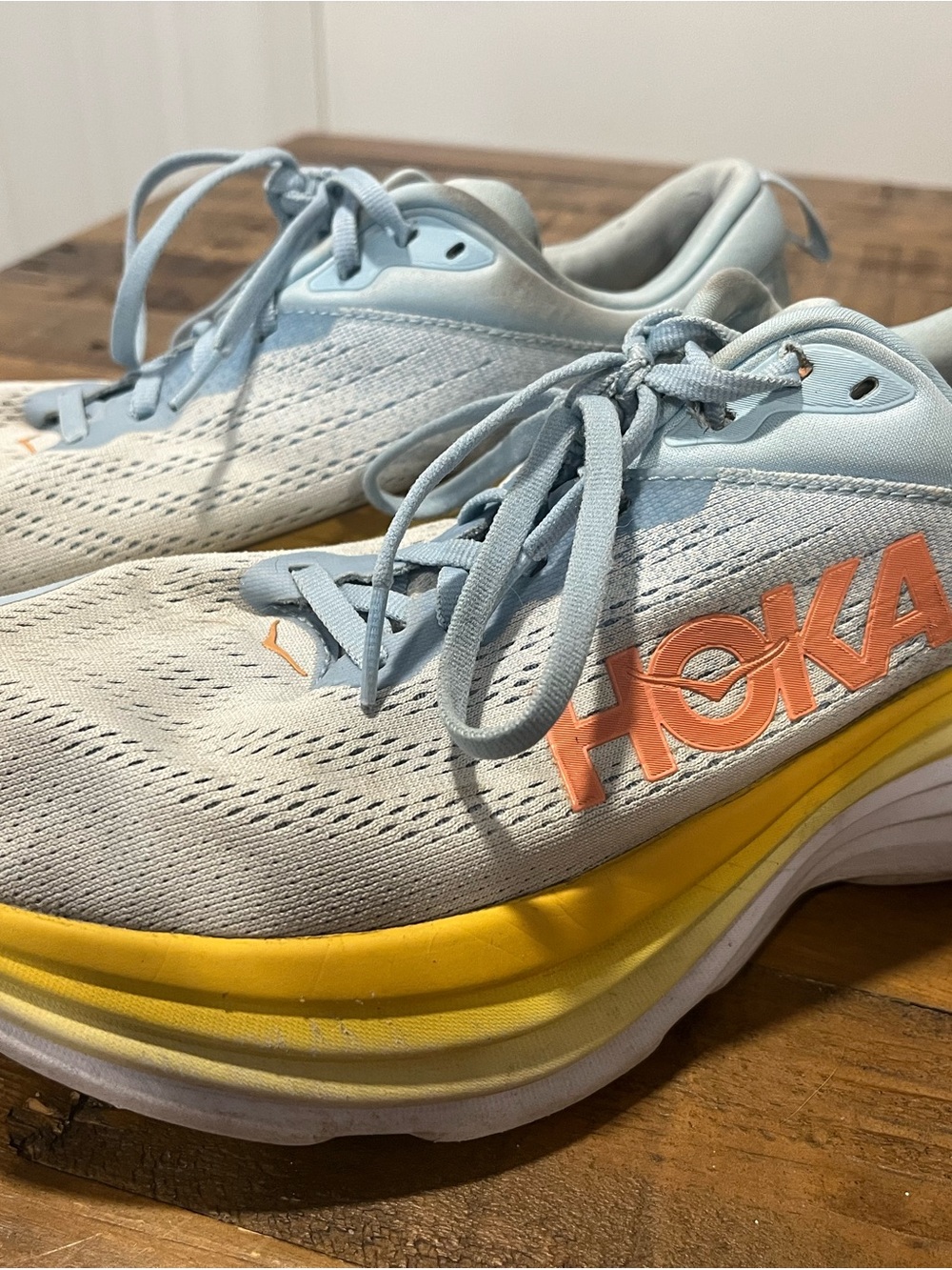 Hoka Women's Light Blue and Yellow Athletic Running Shoes